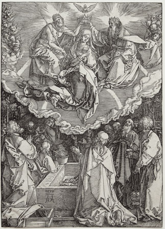 Albrecht Durer woodcut: The Assumption and Glorification of the Virgin.