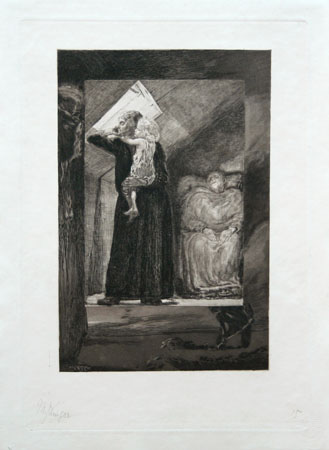 Max Klinger etching: Arem Familie (Poor Family).