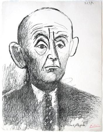 Pablo Picasso lithograph: Portrait of Daniel-Henri Kahnweiler.