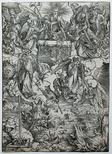 Albrecht Dürer print: The Seven Angels with Trumpets.